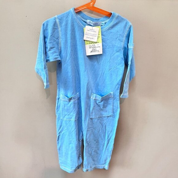 NEW Vintage Fresh Produce Ocean Blue Jersey Romper For Baby 24 Months With Pocke - Picture 1 of 5